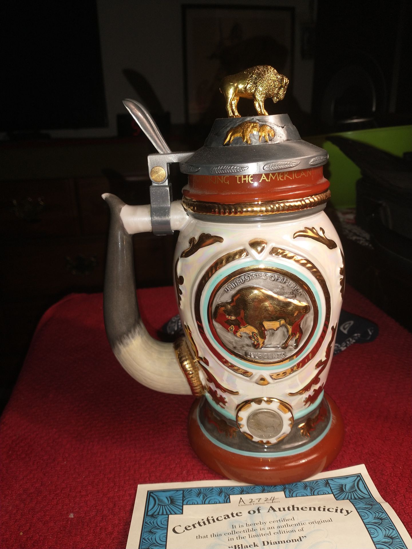 Limited edition of Black Diamond, Buffalo Nickel Heirloom Stein collection