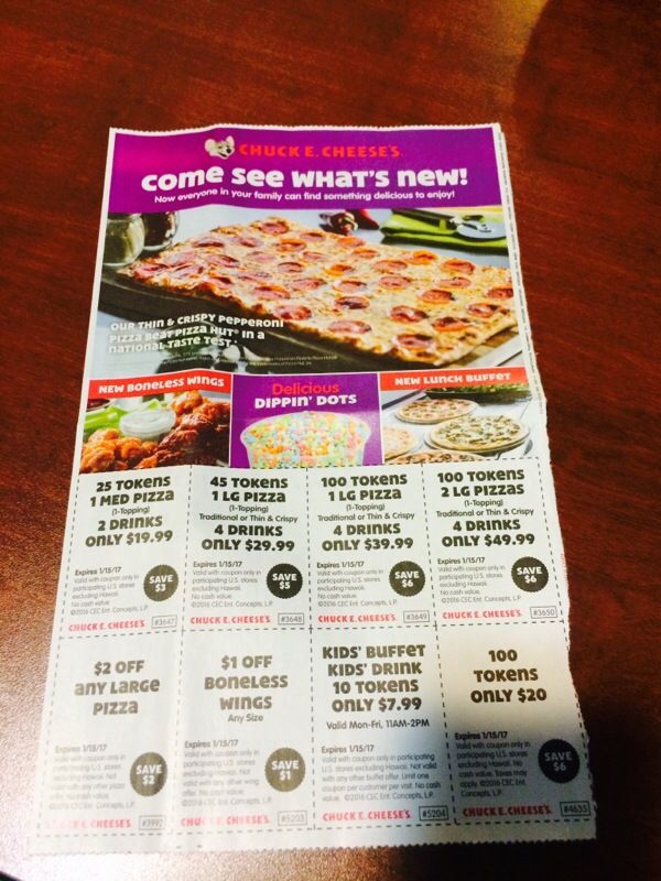 Chuck e cheese's coupons