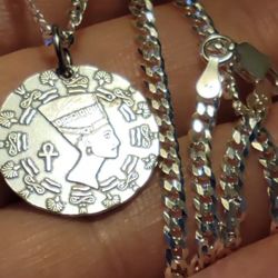 999 Fine Silver Egyptian Pendant , Necklace Enhancer, Amulet - (3.22 Grams)