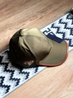 Premium Olive Green Nylon & Leather Trim Baseball Cap