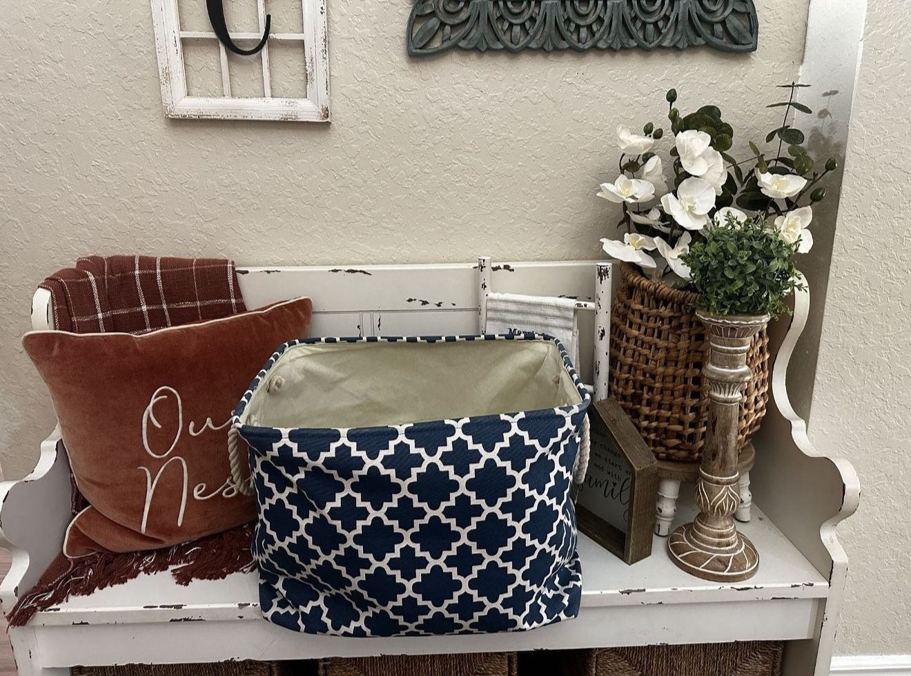 Like New Blue Collapsible Extra Large Canvas Tote Bin