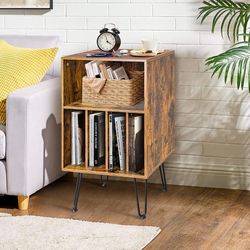Record Player Table, Record Player Stand with Storage, Record Storage Turntable Stand with Metal Legs, Record Player Table with Sorted Storage Space, 