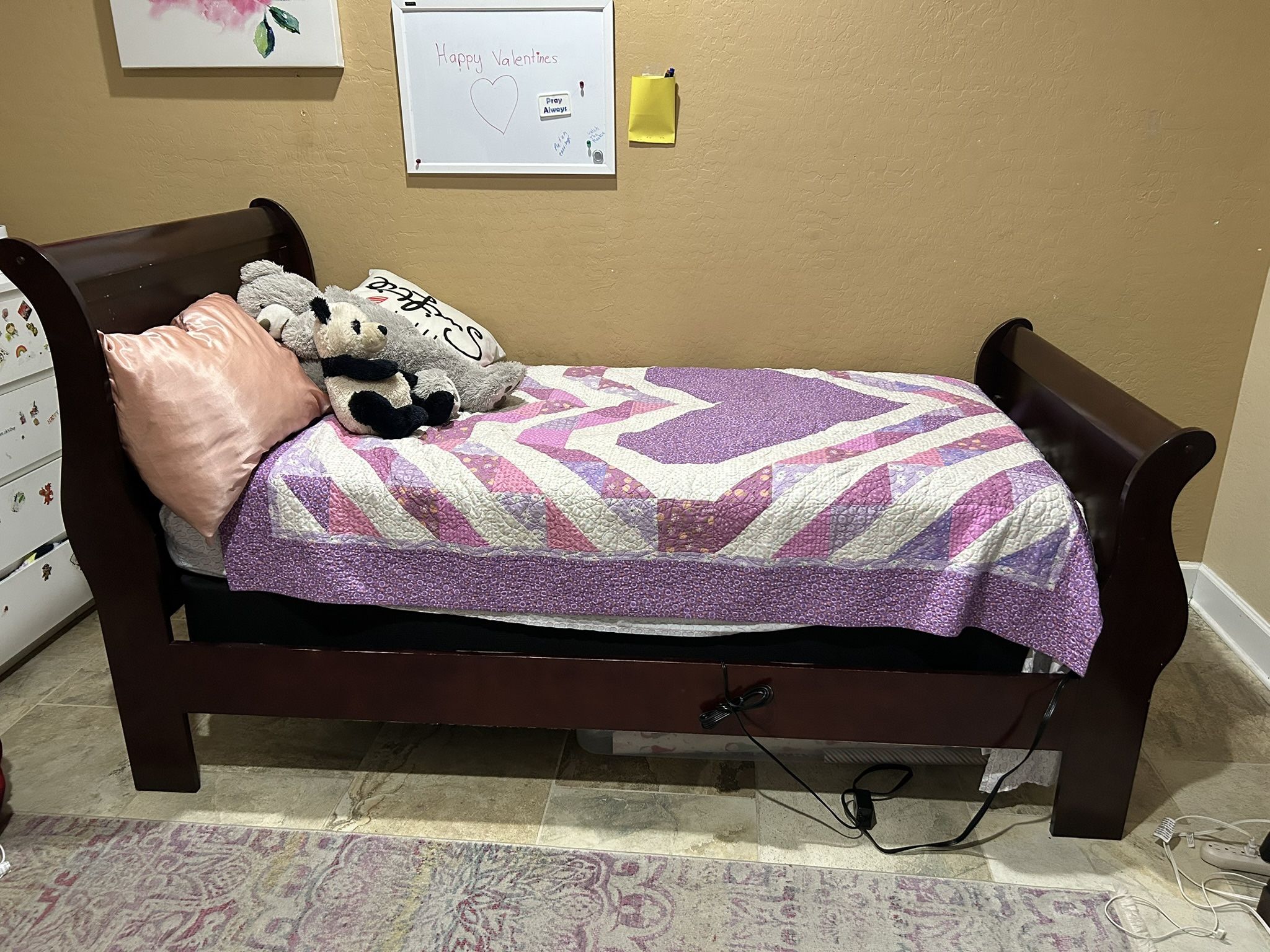 Twin Sleigh Bed and Nightstand
