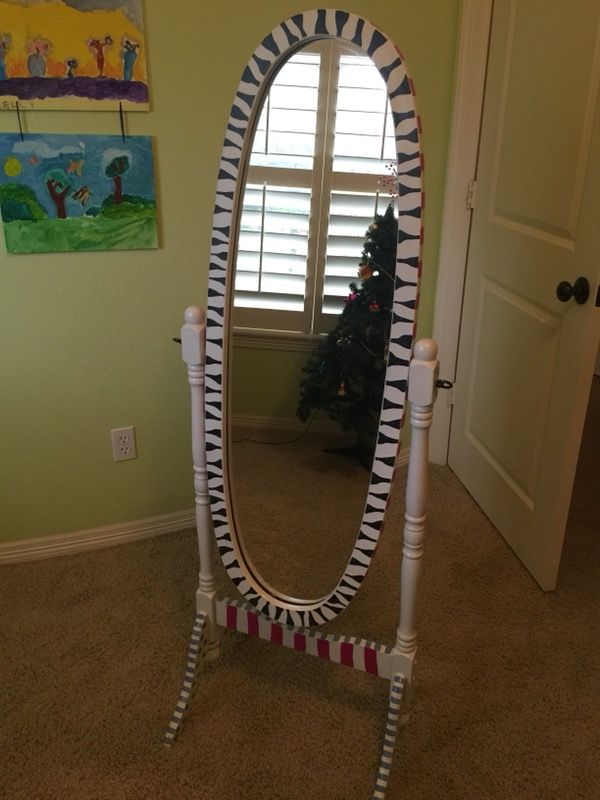 Hand Painted Full length mirror on stand