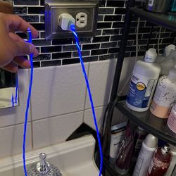 iPhone Cable Charger With Blue Or Red Led Lights