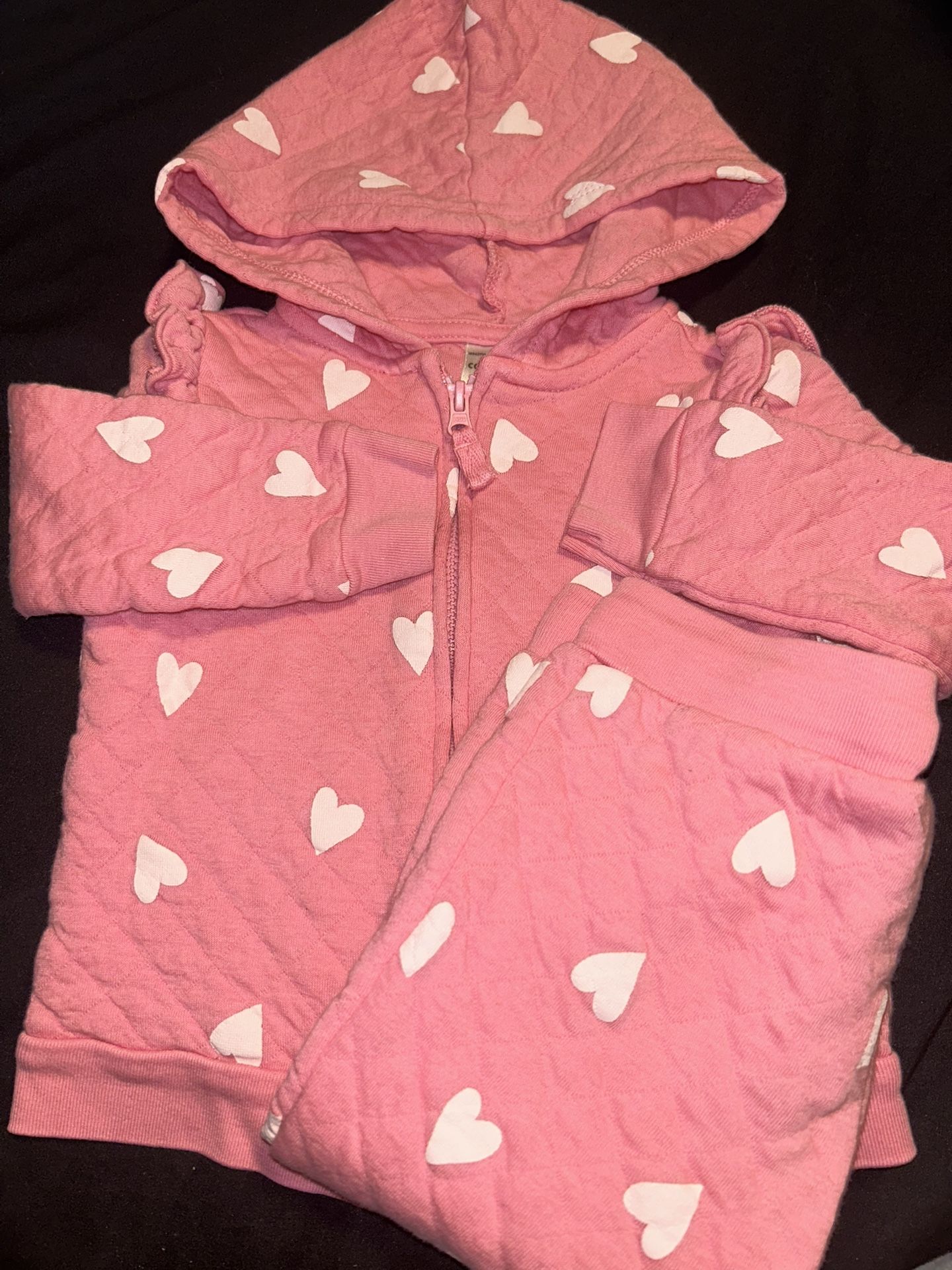 Carters Baby Girl Zip Up Hoodie And Pants Outfit