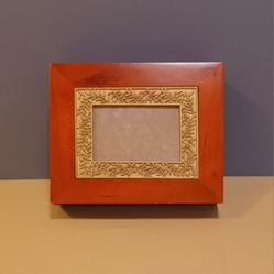 Red Wooden Jewelry Box with Photo Frame on Lid
