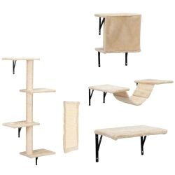 Cat tree house, Beige 5 pc cat wall shelves , cat climber play set, NEW