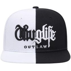 Thug Life White/Black Snapback Flat Brim Hat 
