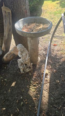 Tiny cute chair 3 dlrs and beautiful  bird bath with  $15