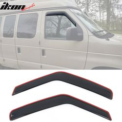 Fits 2007-2014 Ford E-Series Van Window Visors In-Channel Side Deflector Rain Guard