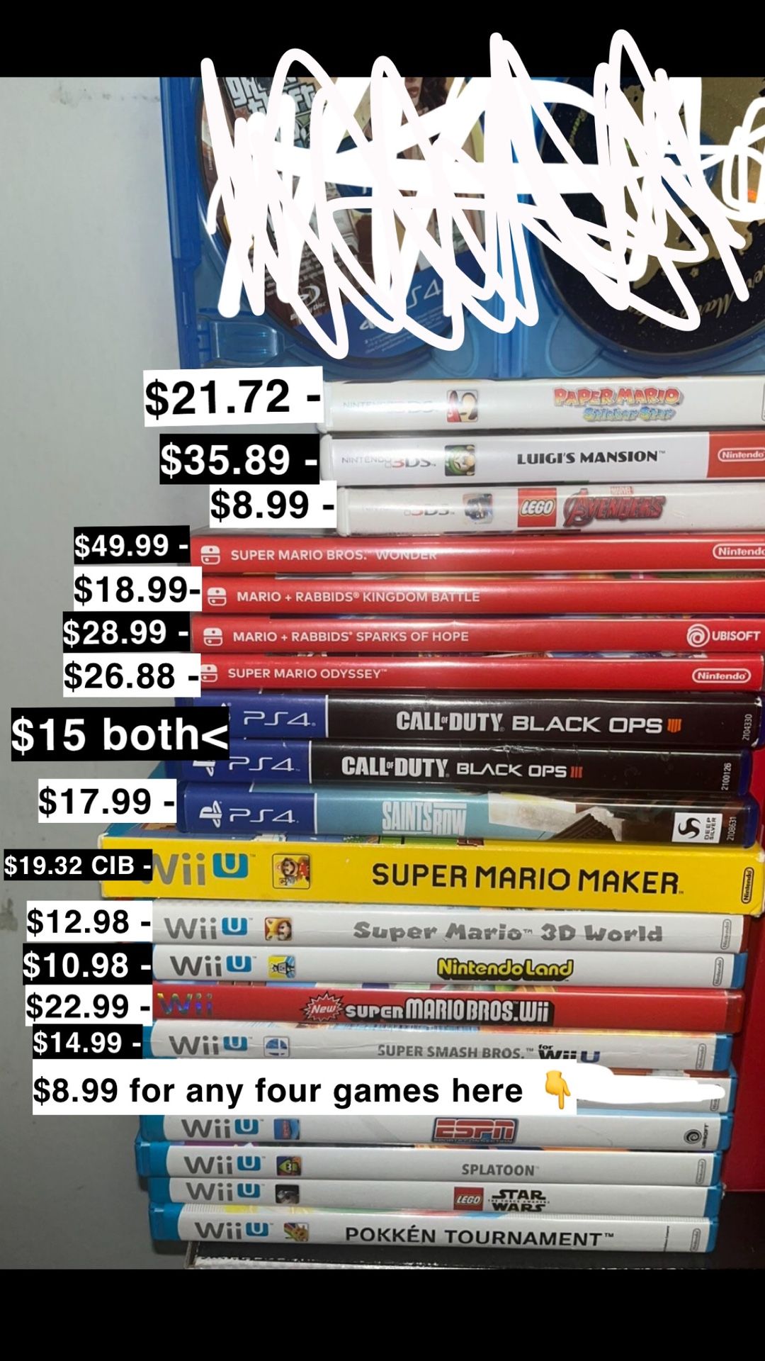 (Nintendo Wii / Wii U, PS4, Nintendo Switch And 3ds Games)