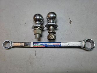Two 2 5/16 tow balls with a brand new tow smart wrench