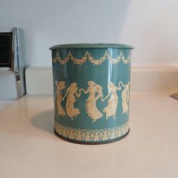 VINTAGE BLUE WHITE DANCING GODDESSES TIN