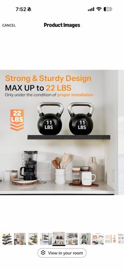 Set of 3 Black Floating Wall Shelves, Rustic Wood, 15.7”