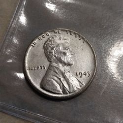 US 1943 Zinc Steel Lincoln Wheat Penny One Cent