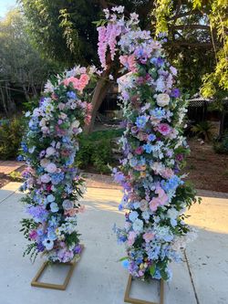 Faux Floral Wedding Arch Column Stands – Set of 2