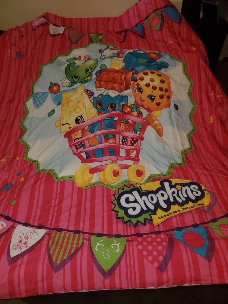 Twin size Shopkins Comforter reversible ~ standard pillow sham~ sheet set