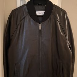 Calvin Klein Leather Bomber Jacket