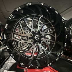 22x12 Tis OffRoad 6 Lugs Machined Black Wheels Set Of 4 / Rines F150- Silverado