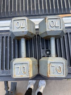 70 lb Hex Dumbbells 