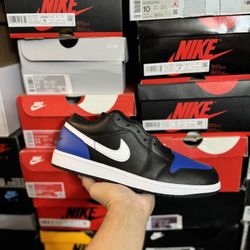 DS Jordan 1 Low Black Royal Toe sizes 10.5,11 