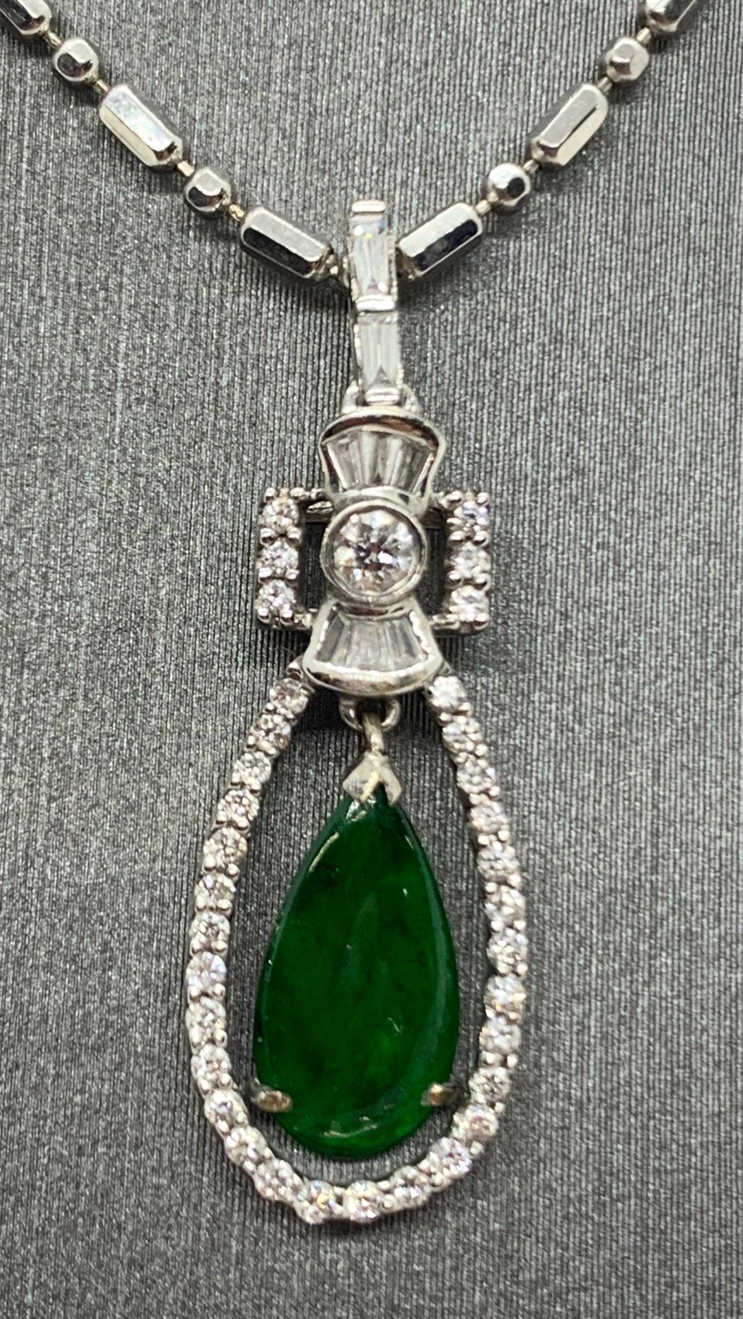 Diamond and jade necklace