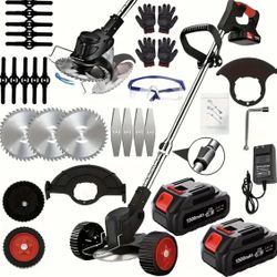3 In 1 Electric Lawn Mower 24v Brush Cutter With 2 Batteries 