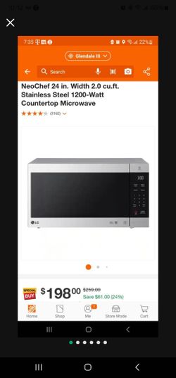 NeoChef 24 in. Width 2.0 cu.ft. Stainless Steel 1200-Watt Countertop Microwave
