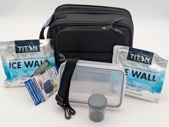 Titan Fridge Cold Expandable Lunch Bag Black With 2 Ice Packs & 2 Storage Containers