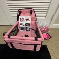 Dog Car Seat, Harness,leash, Bowl All For $25! Almost New!! FIRM