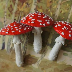 Amanita Muscaria Fly agaric ornaments mushrooms hanging decorations, mushrooms home decoration accents 