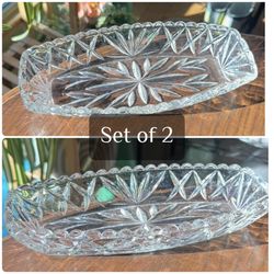 Set if 2 mint condition Vintage Hazel Atlas Prescut Clear Glass Dishes 
