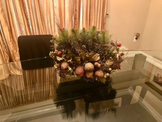 Holiday Floral Large Centerpiece with Frosted Fruit and Pinecones