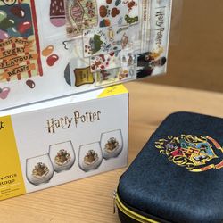 Harry Potter Bundle  4pc. glass/stickers/case