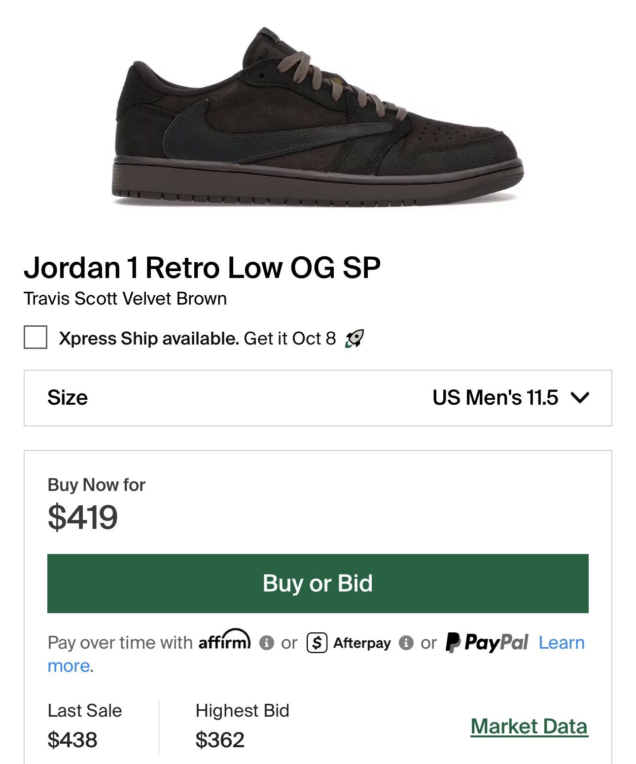 Travis Scott Velvet Brown Jordan 1 Lows 