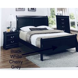 QUEEN Black Bed Dresser Mirror Nightstand $600