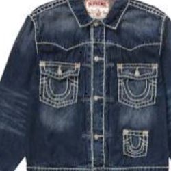 True Religion Super T Trucker Denim Jean Jacket Mens Size Large