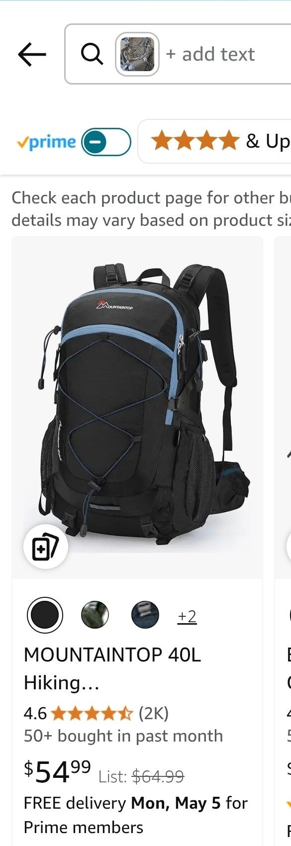 MOUNTAINTOP 40L Hiking Backpack,Lightweight Travel Backpack for Men Women Outdoor Backpacking, Camping