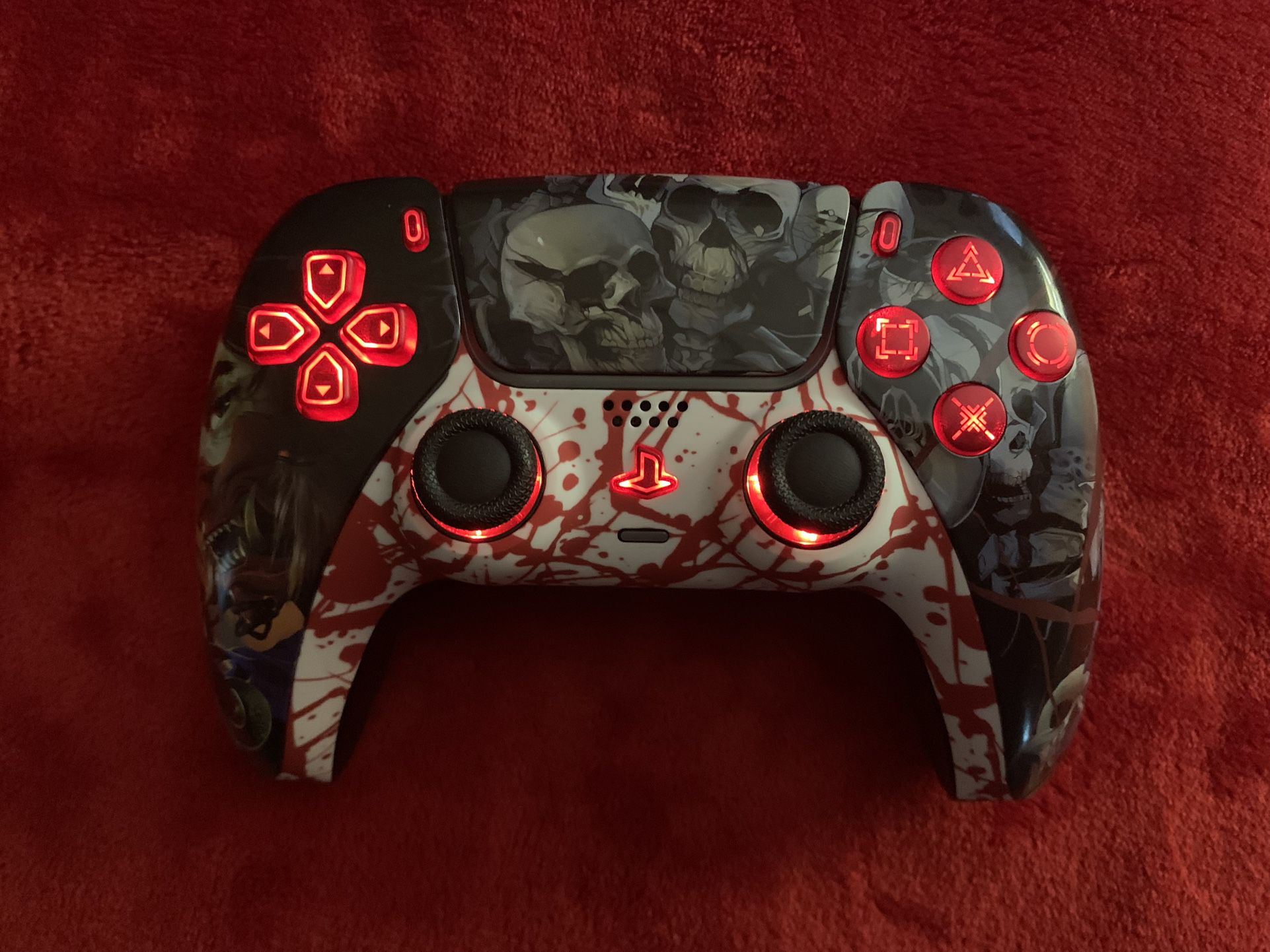 PS5 Premium Custom Controllers, 4 Button Backplate, LED Faceplate