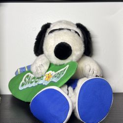 Vintage 1990s Rare Peanuts Snoopy Surfer 11” Surf Board Cedar Fair Plush
