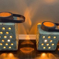Set of Two Ceramic Lanterns
