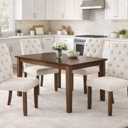 4 Pieces Walnut Upholstered Dining Chairs [NEW] **Assembly Req** 