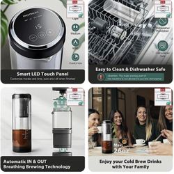 Electric Cold Brew Coffee Maker - Instant Coffee Cooler, BPA Free 26 Oz 