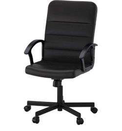 Mid Back Swivel Task Chair - Black Leather and Mesh