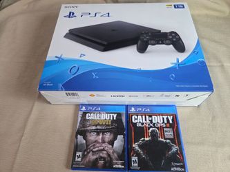 PS4 Slim 1TB HDR System -Contoller + 2 COD Games - Like New