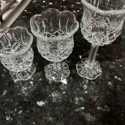 Crystal Glass Candle Holder Set Of 3 Like New