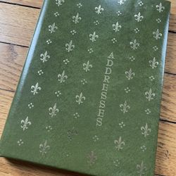 Vintage Avocado Green Gold Fleur De Lis Telephone Number Address Book With Tabs