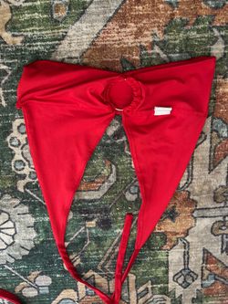 Red Bikini Bottom with Ring Detail