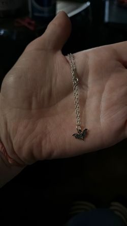 Silver Bat Charm white gold Necklace